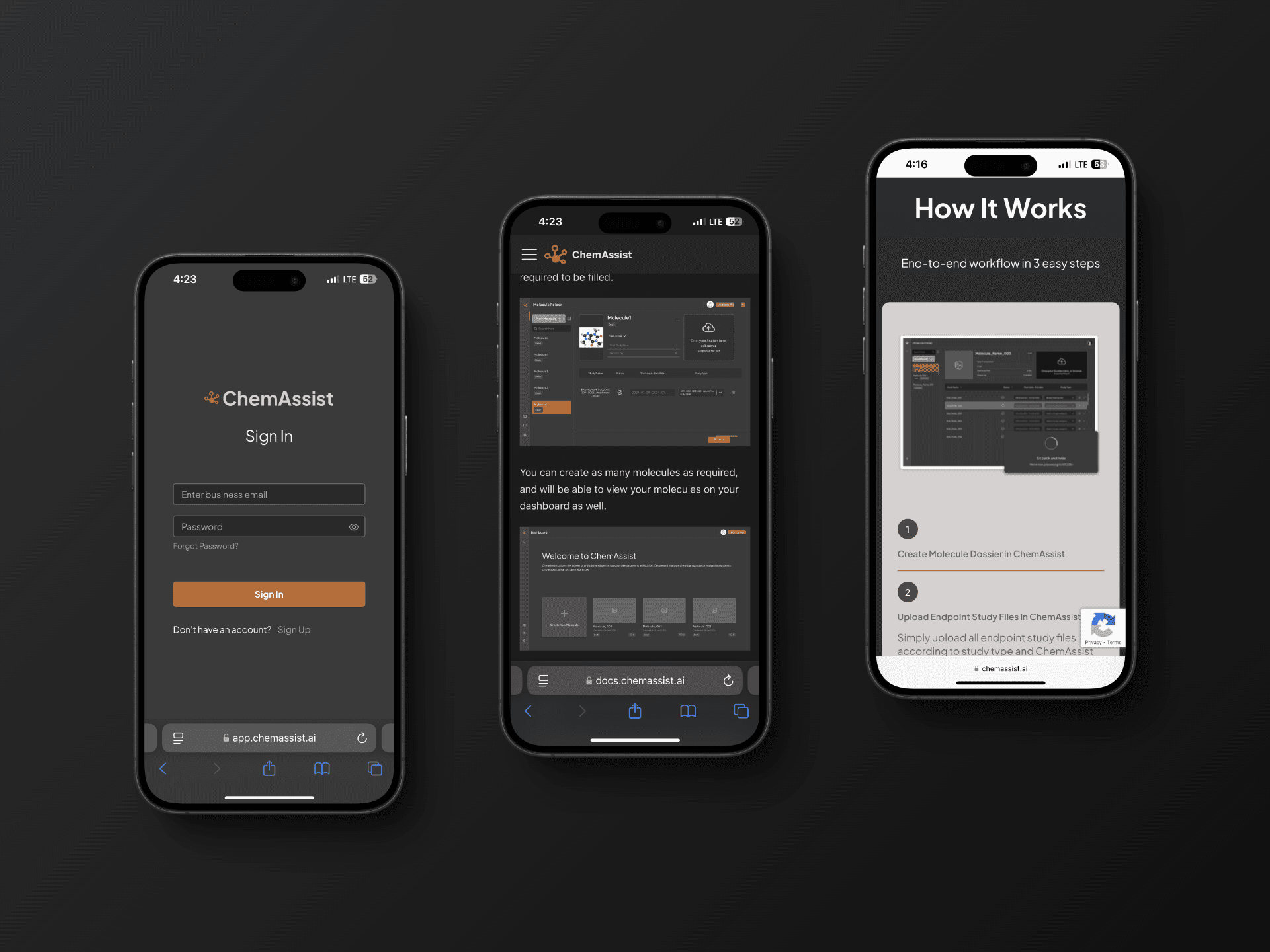 Mobile view for ChemAssist